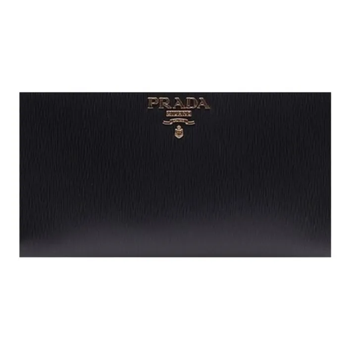 PRADA Genuine Leather Wallet Women's Black-5
