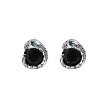 MAGICPOLE 999 Fine Silver Zircon Stud Earrings Men's Silver