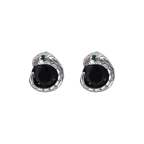 MAGICPOLE 999 Fine Silver Zircon Stud Earrings Men's Silver