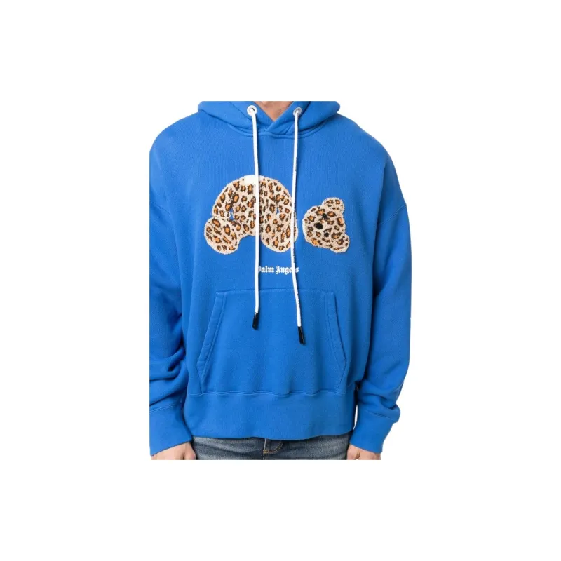 PALM ANGELS Leopard Kill The Bear Popover Hoodie-4