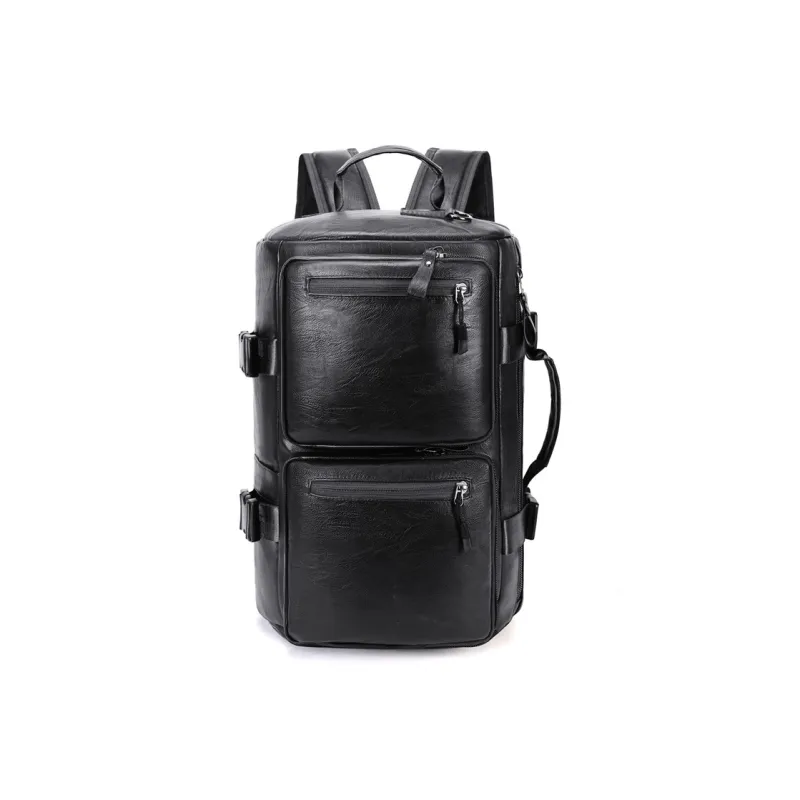 GEERDUN PU Backpack Unisex Black/Coffee-0