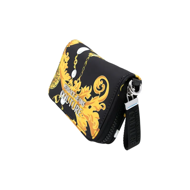 VERSACE JEANS COUTURE Polyamide Shoulder Bag Crossbody Bag Women's Black White & Gold-1