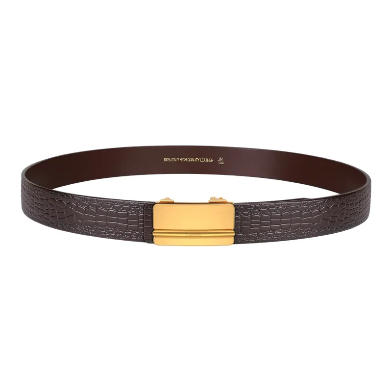 CATELLES Non Strap Crocodile Pattern Top Grain Cow Leather Leather Belts Men's 3.4cm-11