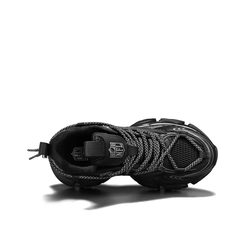 NFL Anti-Slip Wear-Resistant Breathable Lightweight Height Increasing Low-Top Chunky Sneakers Men's Black-3
