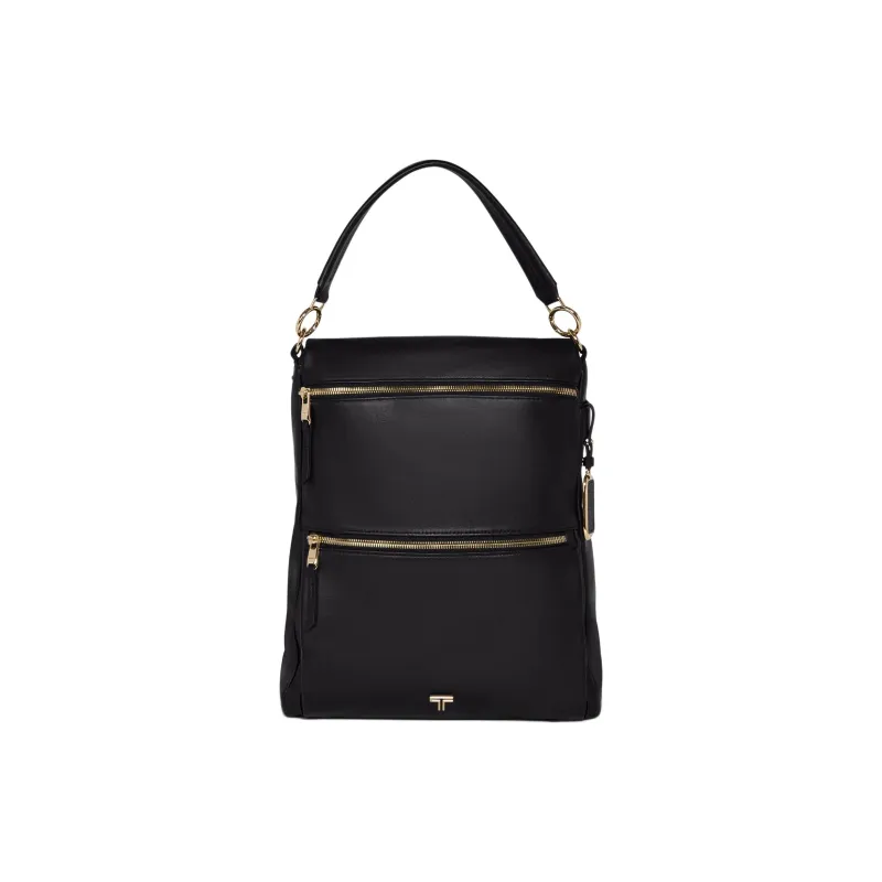 TUMI Voyageur Leather Backpack Women's Black-0
