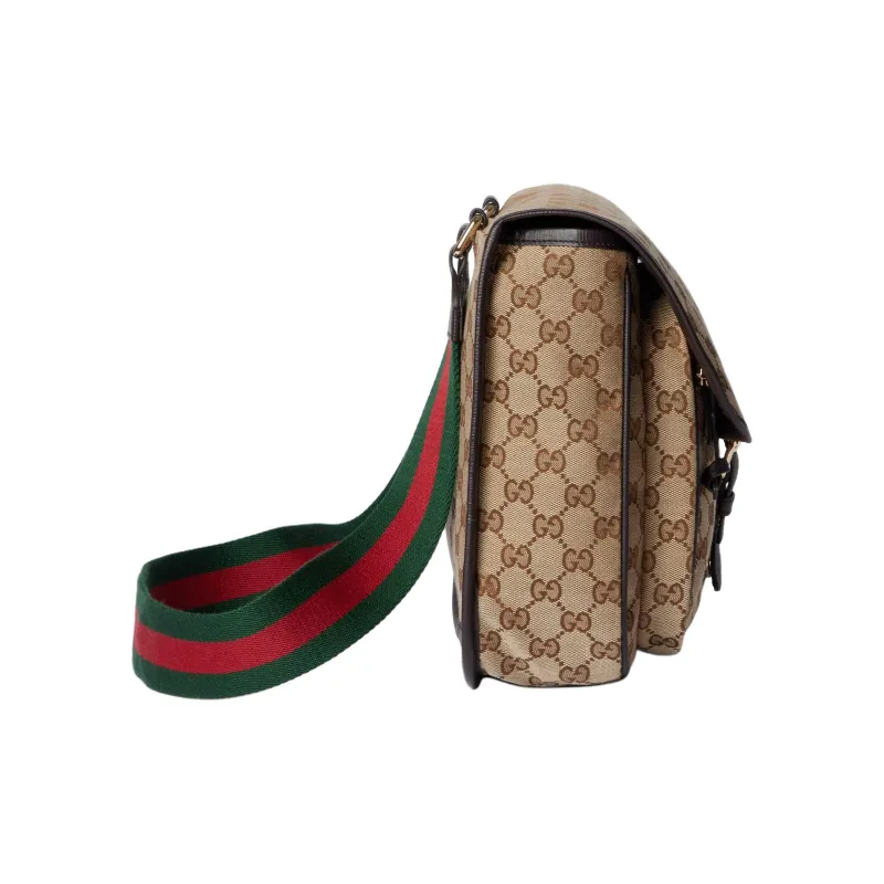 GUCCI Canvas Messenger Bag Crossbody Bag Shoulder Bag Kids' Beige & Dark Brown-2