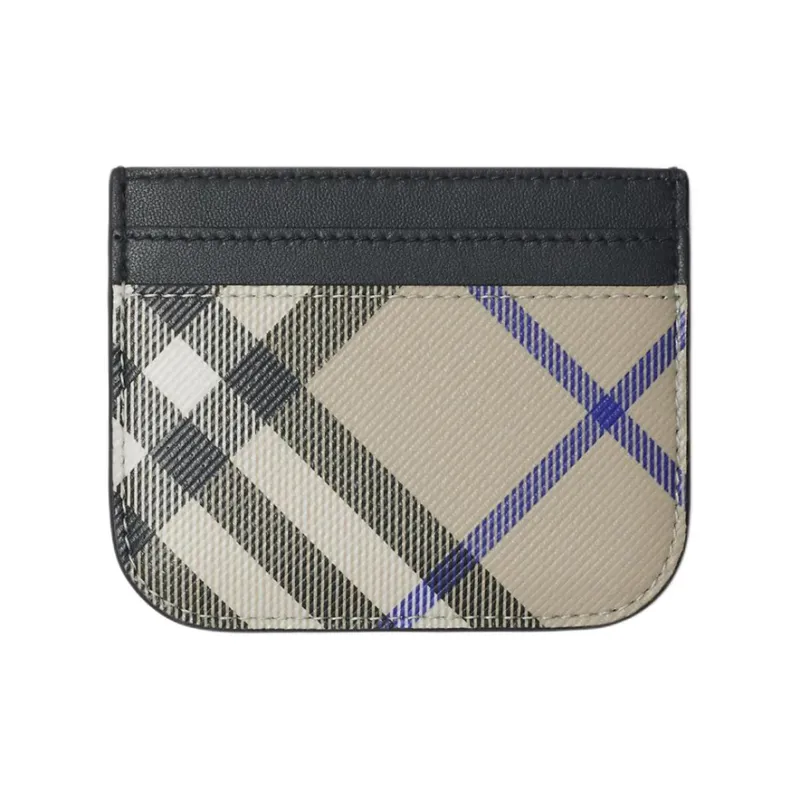 Burberry PU Polyurethane Card Holder Women's Gray-0