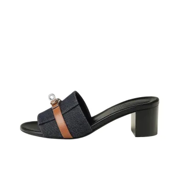 HERMES Gigi Slide Slippers 5cm Women's Blue
