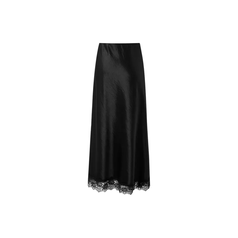 3COLOUR Casual Long Skirt Women's Classic Black-1