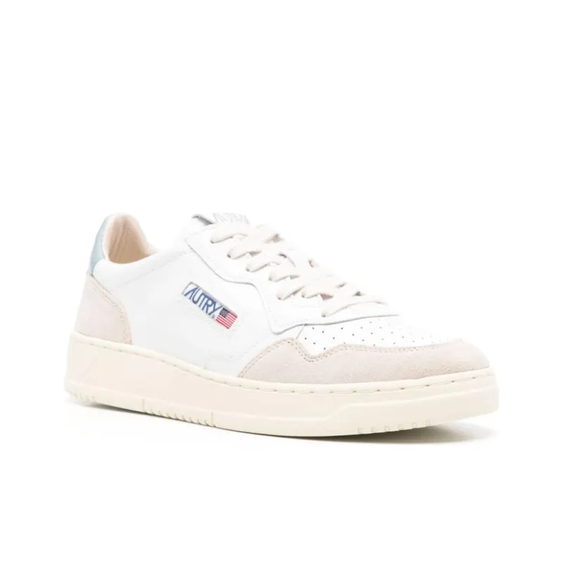 AUTRY Medalist Leather Low White Silver Blue-1