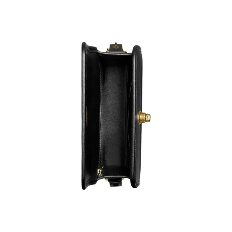 COACH Turnlock Glove Tanning Box Bag, Handbag, Crossbody Bag, Shoulder Bag Women's Black-2