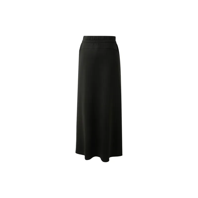 3COLOUR Casual Split Long Skirt Women's Classic Black-1