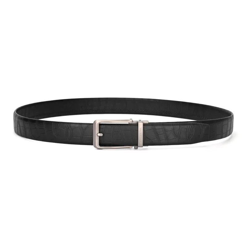 CHARRIOL High Quality Cow Leather Alloy Buckle Leather Belts Men's Black 3.5cm-4