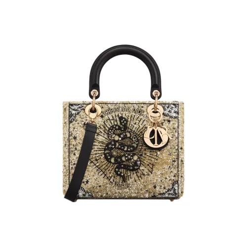 DIOR Lady Dior Technology Fabric Tote Bag, Shopping Bag, Shoulder Bag, Handbag Medium Size Women's Light Gold