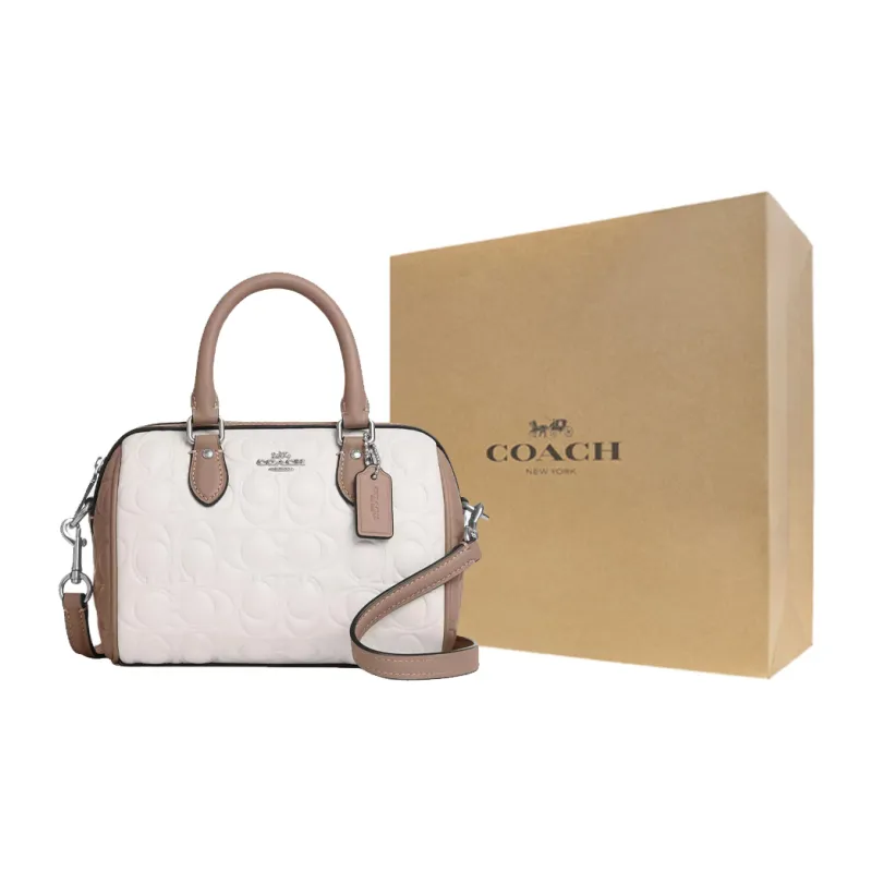 COACH Smooth Leather Shoulder Bag Crossbody Bag Handbag Mini Women's White Beige & Taupe-8