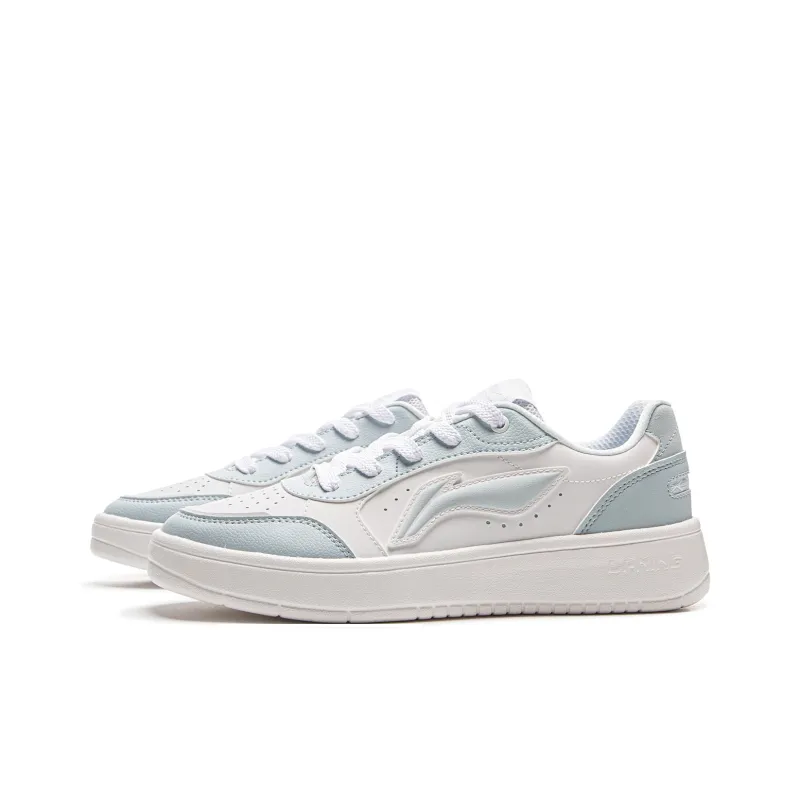 LiNing Yuanbao Pure Anti Slip And Wear Resistant Lightweight Low Top Skateboard Shoes Women's White Blue-2