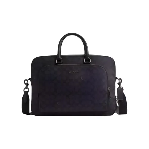COACH Coated Canvas One Shoulder Crossbody Briefcases Large Size Men's Charcoal Gray