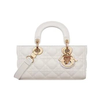 DIOR Lady D Joy Lambskin Shoulder Bag, Crossbody Bag, Handbag Trumpets Women's Pearl White