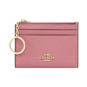 COACH Skinny Id Case Leather Card Holder Document Wallet Mini Women's Rose