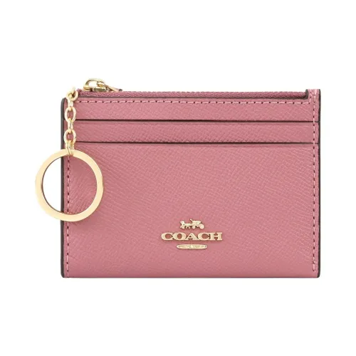 COACH Skinny Id Case Leather Card Holder Document Wallet Mini Women's Rose