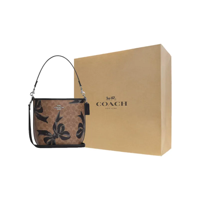 COACH City Coated Canvas Bucket Bags Shoulder Bags Small Size Women's Tan-6