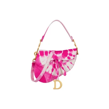 DIOR Miss Dior Cotton Saddle Bag Shoulder Bag Crossbody Bag Handbag Women's Peach Pink