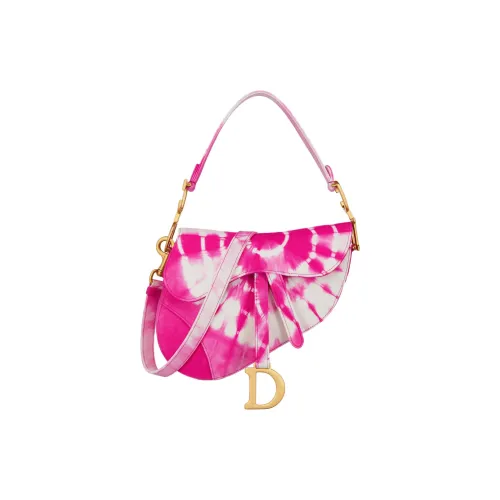 DIOR Miss Dior Cotton Saddle Bag Shoulder Bag Crossbody Bag Handbag Women's Peach Pink