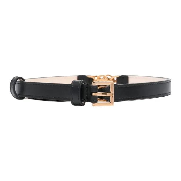 FANSIZHE Leather Cow Leather Screw Metal Calfskin Leather Belts Women's Black --0