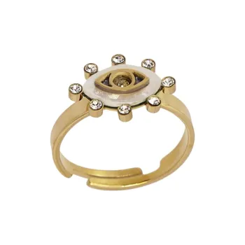 ANARTXY Surgical Steel Natural Gemstone Zircon Rings Women's Multicolor