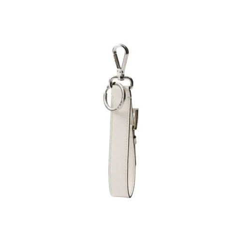 PRADA Calfskin, Ceramic, Metal Keychains Women's White