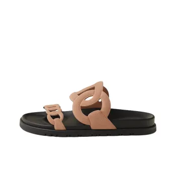 HERMES Extra Slide Slippers Women's Gray Pink