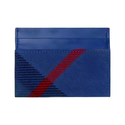 Burberry Smooth Leather With Cotton Blend Fabric Card Holder Women's Knight Blue