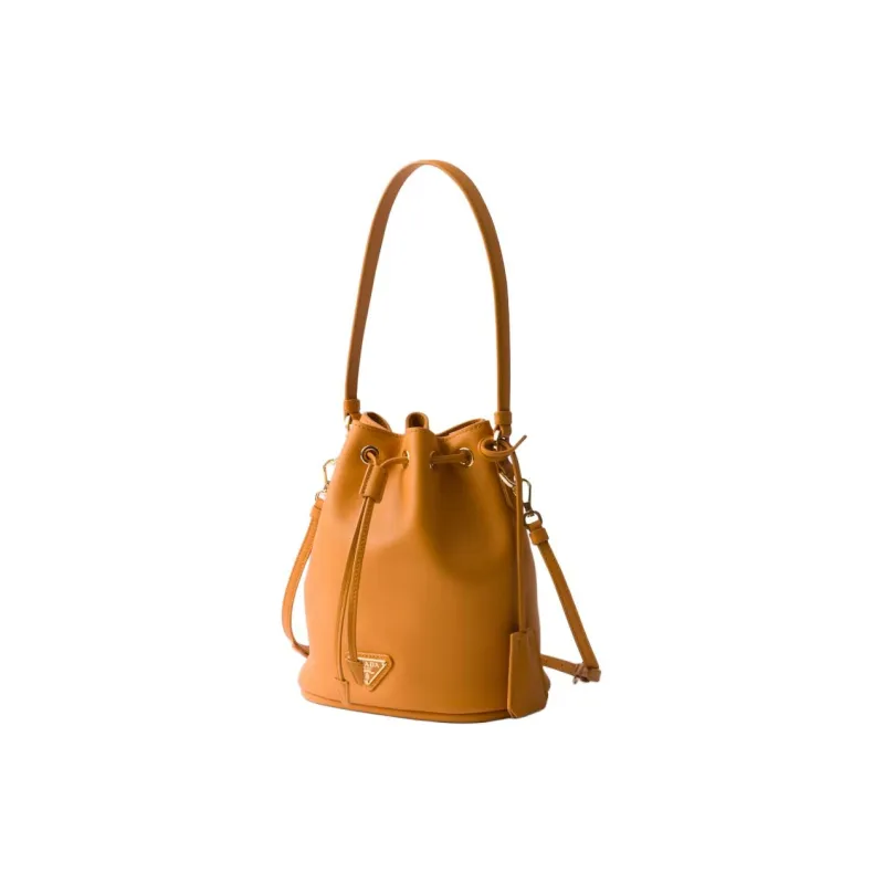 PRADA Leather Bucket Bag, Shoulder Bag, Crossbody Bag, Handbag Mini Women's Amber-1