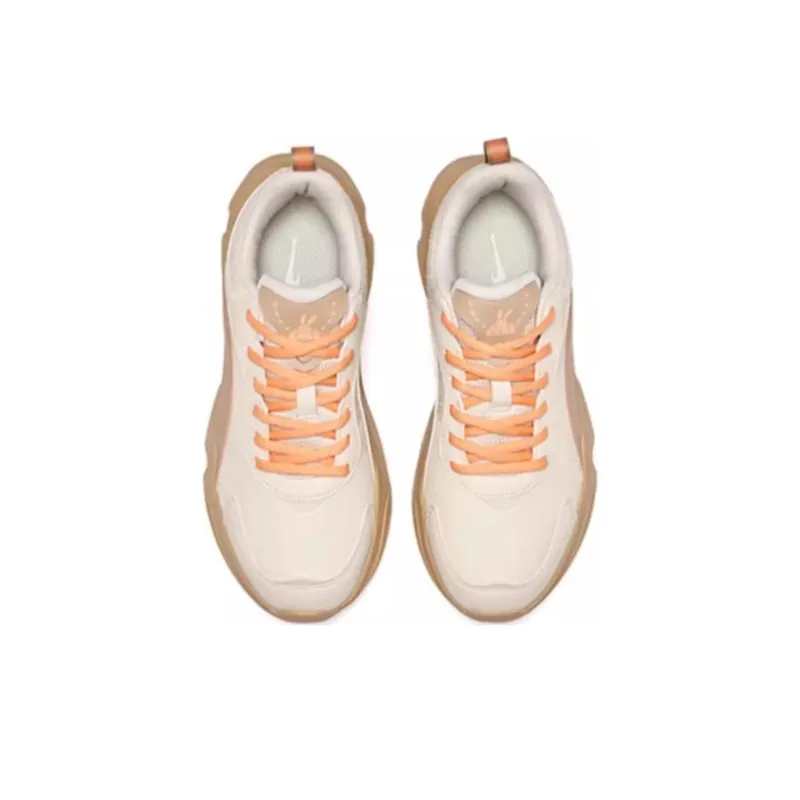 Erke Slip Resistant Lightweight Height Increasing Low Top Casual Shoes Women's Beige Brown-2