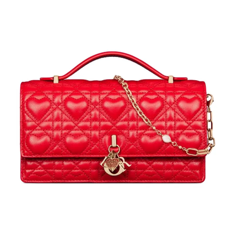 DIOR My Dior Sheepskin Shoulder Bag, Crossbody Bag, Handbag Mini Women's Red-0
