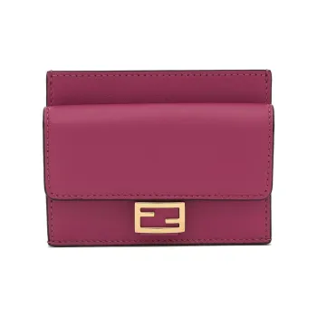 FENDI Leather Card Holder Women's Rose Red