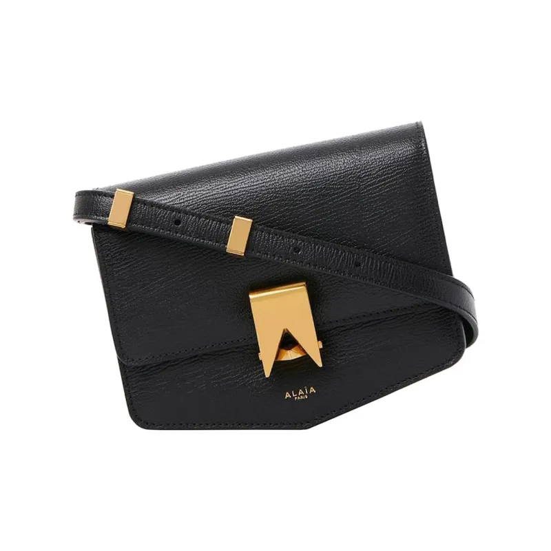 Alaia Lambskin Crossbody Bag Shoulder Bag Small Size Women's Black-1