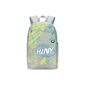 HINY Polyester Student Backpack Regular Unisex Gray