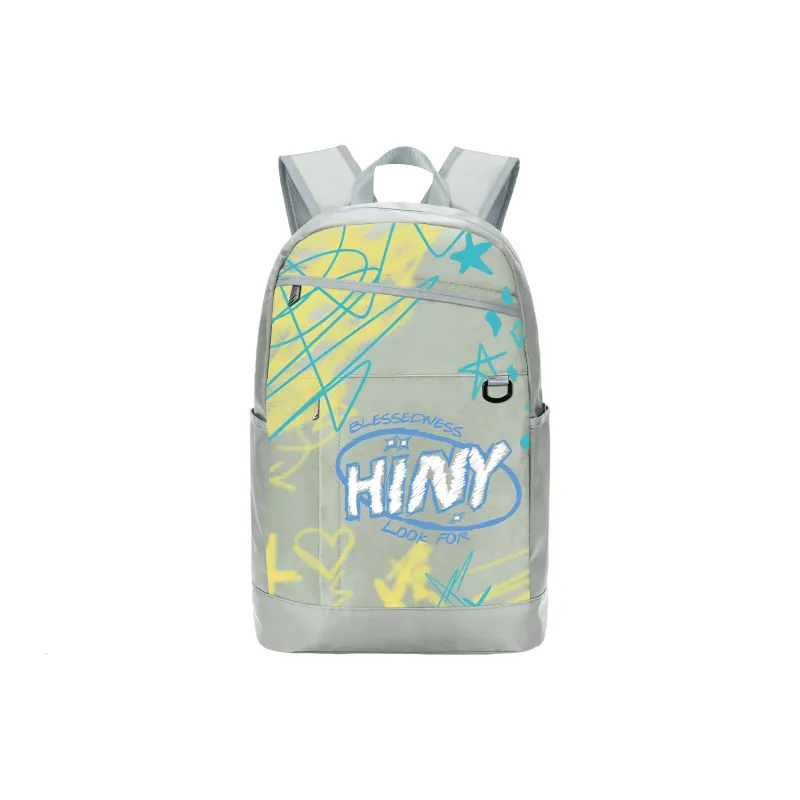 HINY Polyester Student Backpack Regular Unisex Gray-0