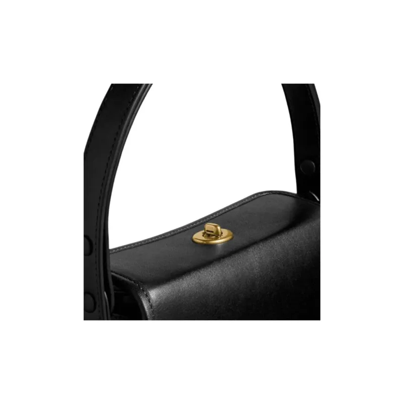 COACH Turnlock Glove Tanning Box Bag, Handbag, Crossbody Bag, Shoulder Bag Women's Black-3