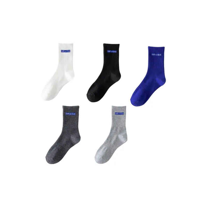 Cotton Gene Mid Calf Socks Unisex 5 Pack-0