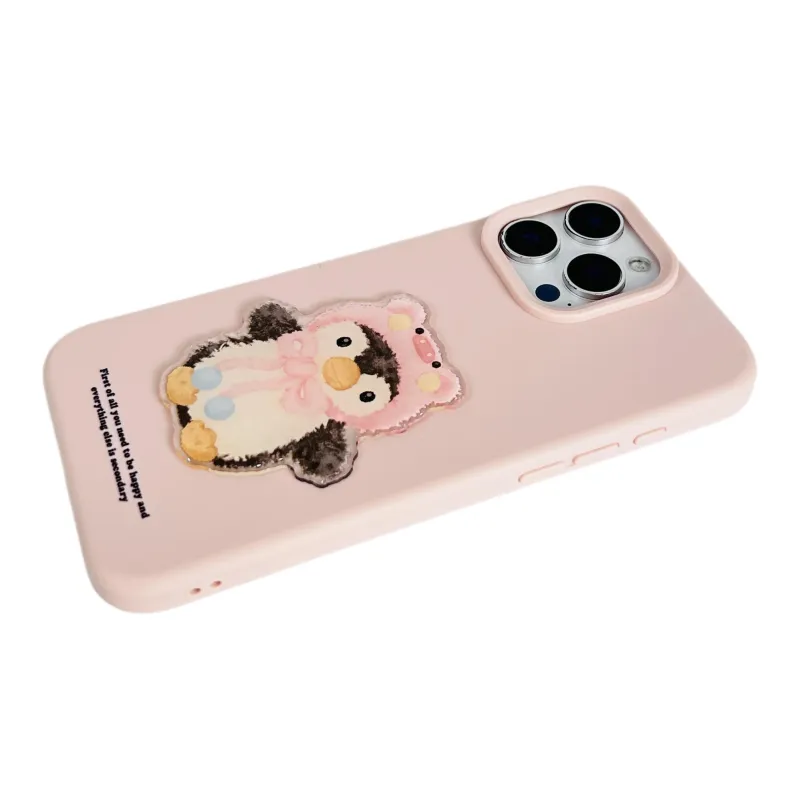 Wei Xin TPU Material Penguin Patch Blue Pink Phone Cases Compatible With IPhone 16/15 Pro Max/Apple 13/14 Pro/Max-3