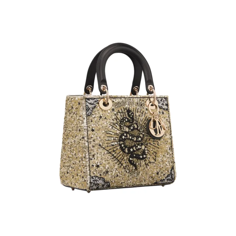 DIOR Lady Dior Technology Fabric Tote Bag, Shopping Bag, Shoulder Bag, Handbag Medium Size Women's Light Gold-2