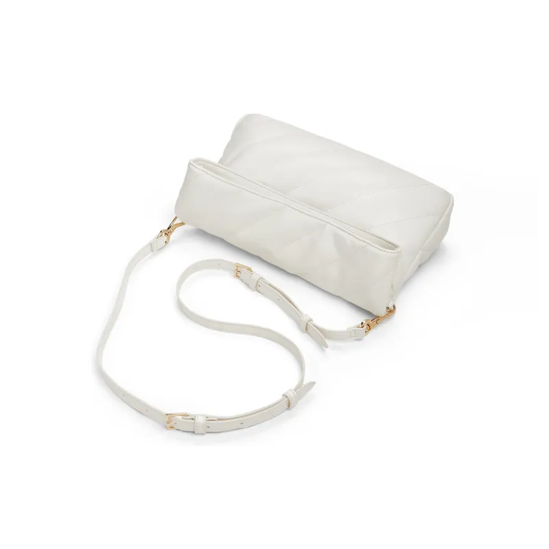 CHARLES&KEITH PU Shoulder Bag Medium Size Women's Black/Cream Milk White-7