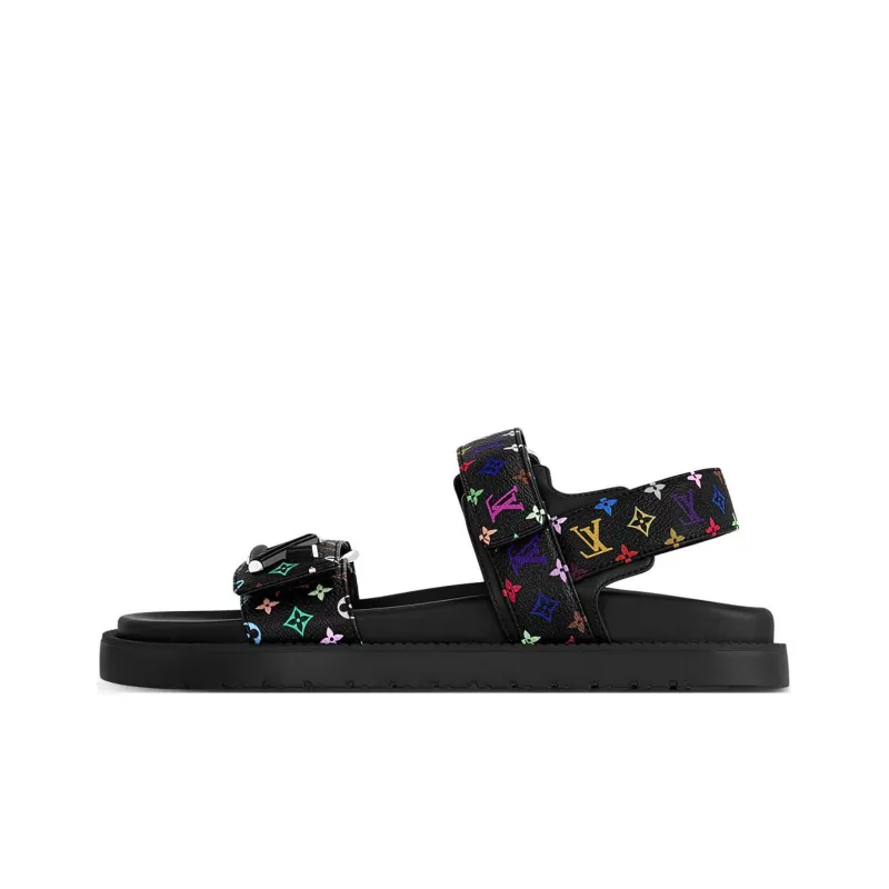 LOUIS VUITTON Lv Sunset Flat Comfort Sandal Takashi Murakami Black Women's-0