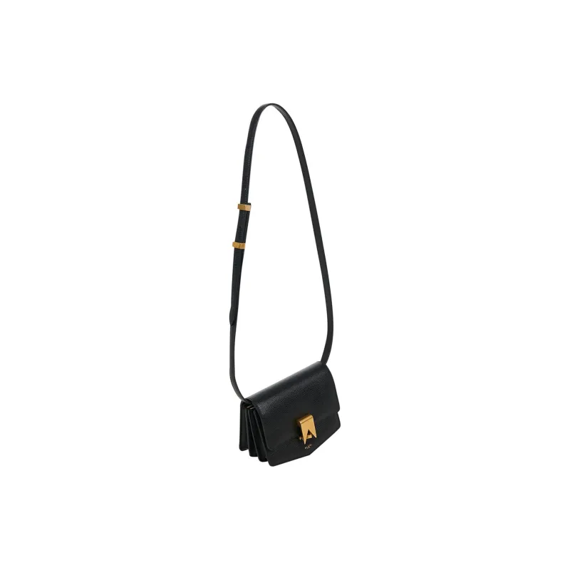 Alaia Lambskin Crossbody Bag Shoulder Bag Small Size Women's Black-3
