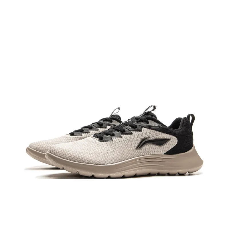 LiNing Feather Cushioned Anti Slip And Wear Resistant Lightweight Low Top Sprint Running Shoes Men's Gray Black-2