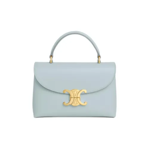 CELINE Shiny Cow Leather Handbag Women's Blue