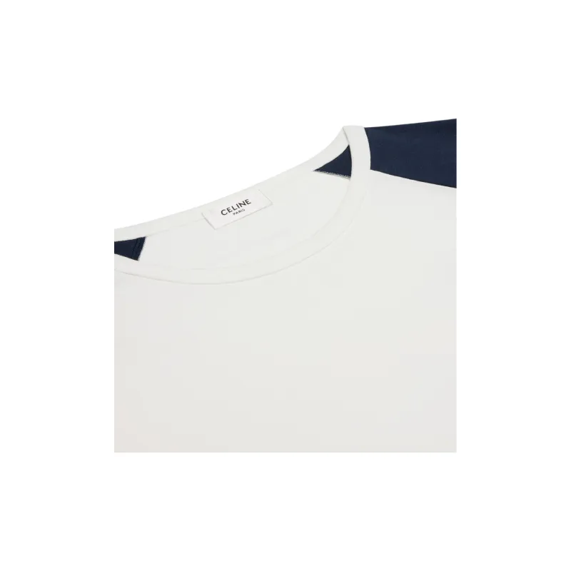 CELINE Triomphe Raglan Sleeve T Shirt Women's White Blue-2