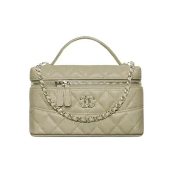 CHANEL Litchi Grain Cow Leather Shoulder Bag, Crossbody Bag, Handbag Women's Green